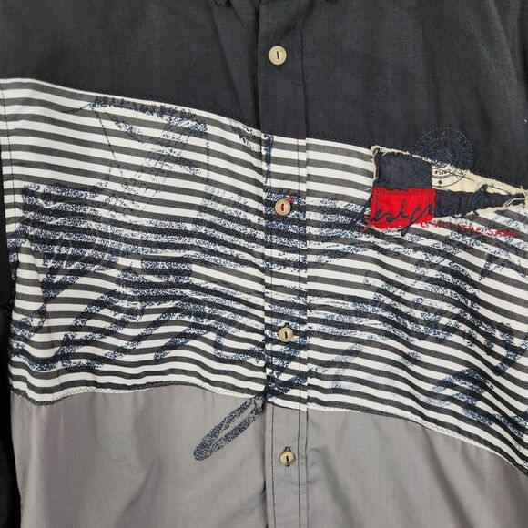 Desigual Mens Long Sleeve Colorblock Casual Button Down Shirt Large - Picture 2 of 6